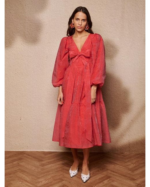 Sister Jane Red Sunrise Bow Midi Dress
