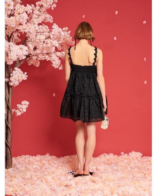 Sister Jane Red Dream Enflower Jacquard Mini Dress