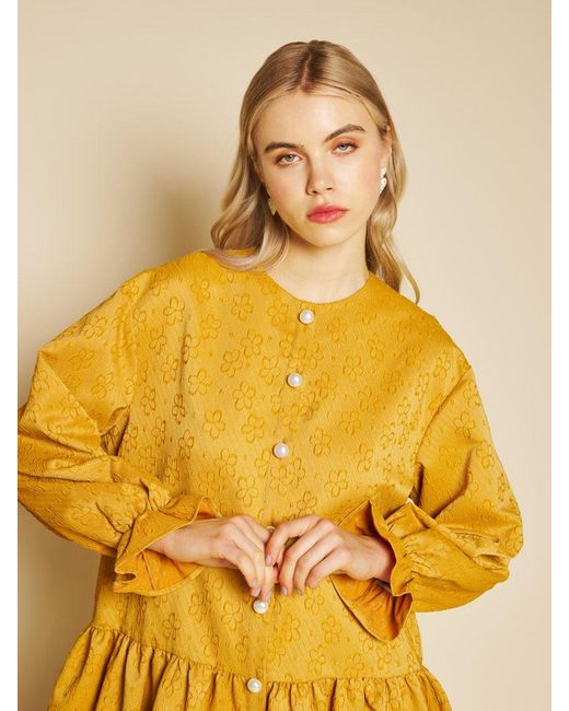 Sister Jane Yellow Jaune Jacquard Mini Dress