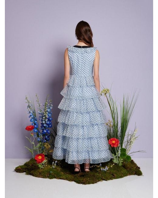 christian dior blue and white dress French Connection Women's Whisper Square Neck Flutter Sleeve Mini Dress - Blue - Size 8 main image 0