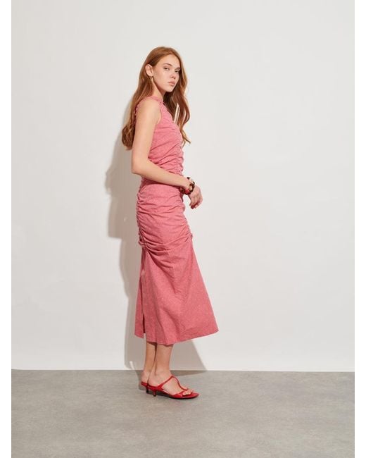 Sister Jane Pink Ghospell Mayre Ruched Midi Dress
