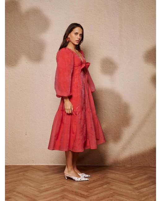 Sister Jane Red Sunrise Bow Midi Dress