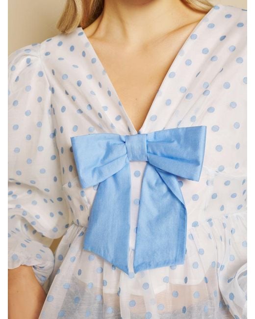 Sister Jane Blue Stipple Spot Bow Top