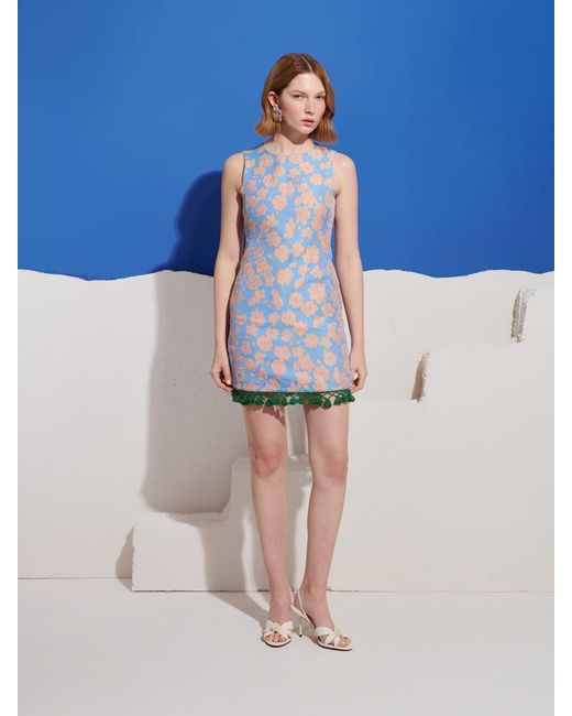 Sister Jane Blue Theros Jacquard Mini Dress