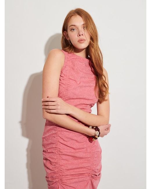 Sister Jane Pink Ghospell Mayre Ruched Midi Dress