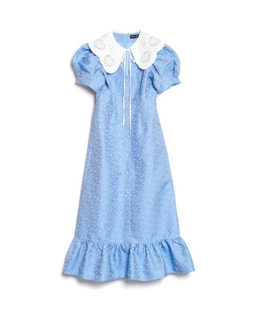 Sister Jane Blue Alice Jacquard Midi Dress