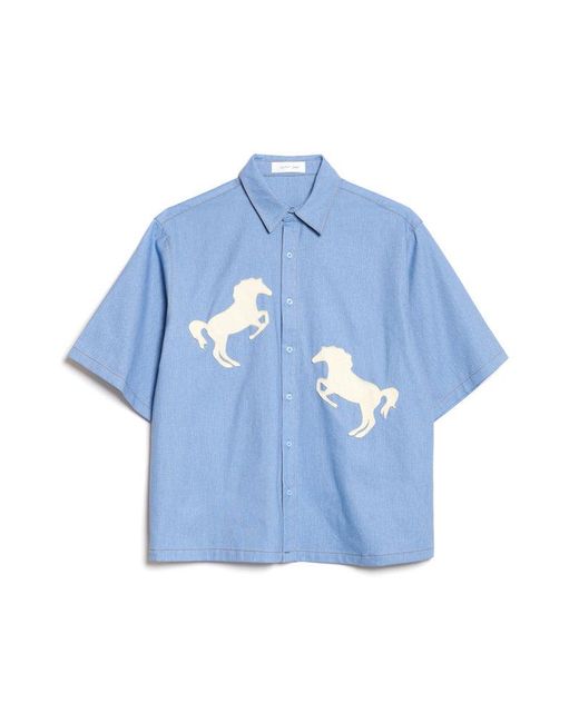 Sister Jane Blue Dala Applique Boxy Shirt