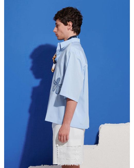 Sister Jane Blue Siro Embroidered Boxy Shirt