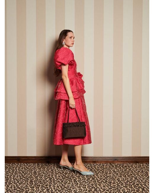 Sister Jane Red Dream Boudoir Jacquard Midi Dress