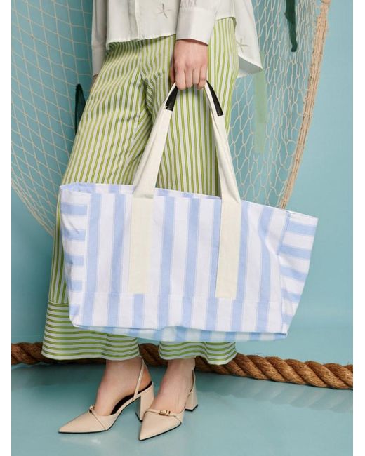 Sister Jane Blue Fisher Stripe Tote Bag