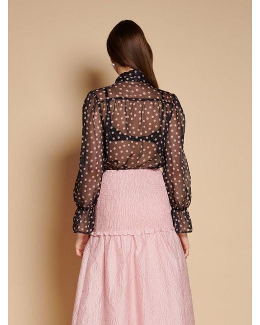 Sister Jane Natural Painterly Polka Chiffon Blouse