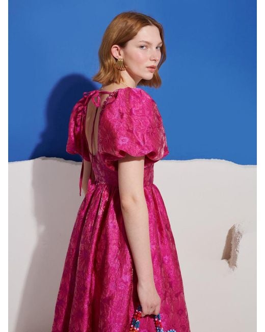 Sister Jane Blue Pomegranate Jacquard Maxi Dress