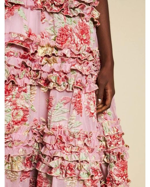 Sister Jane Pink Dream Rosier Jacquard Ruffle Maxi Dress
