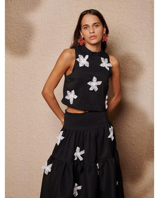 Sister Jane Black Glow Flora Cropped Top