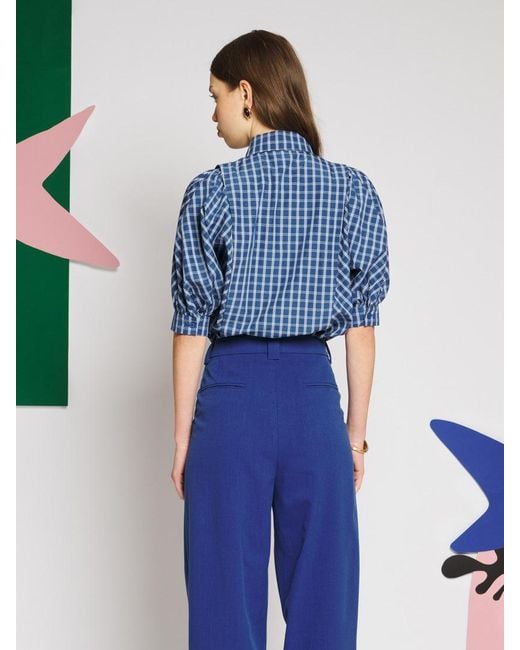 Sister Jane Blue Celeste Check Blouse
