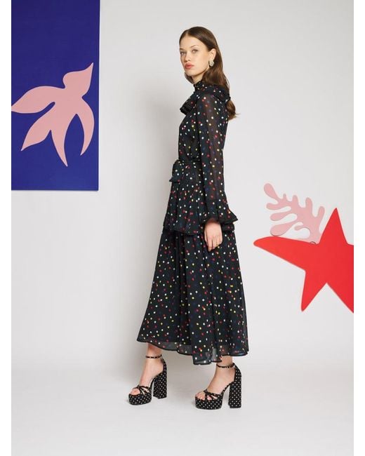 Sister Jane Black Elodie Spot Chiffon Maxi Dress