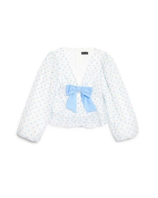 Sister Jane Blue Stipple Spot Bow Top