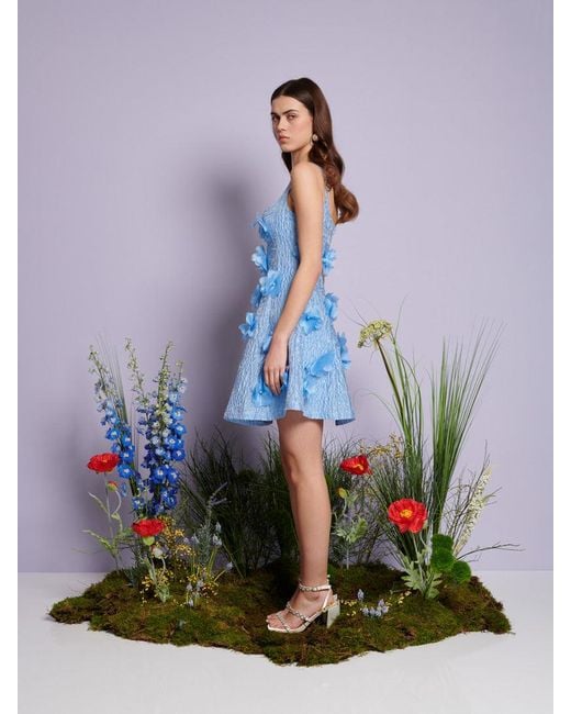 Sister Jane Blue Dream Blooming Jacquard Mini Dress