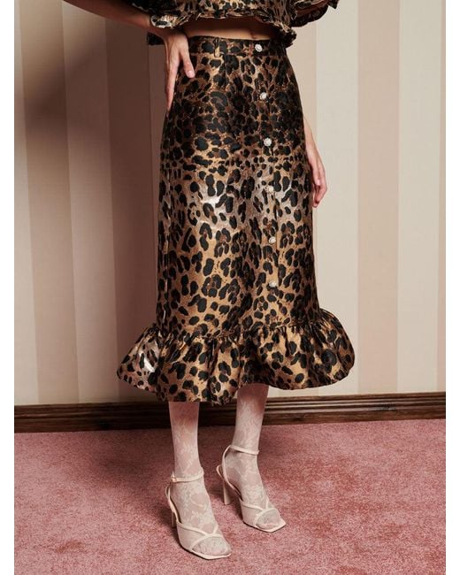 Sister Jane Brown Suite Leopard Jacquard Skirt