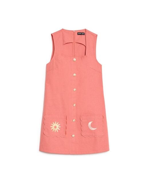 Sister Jane Blue Island Life Embroidered Mini Dress