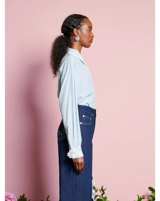 Sister Jane Blue Dream Wildflower Embellished Shirt