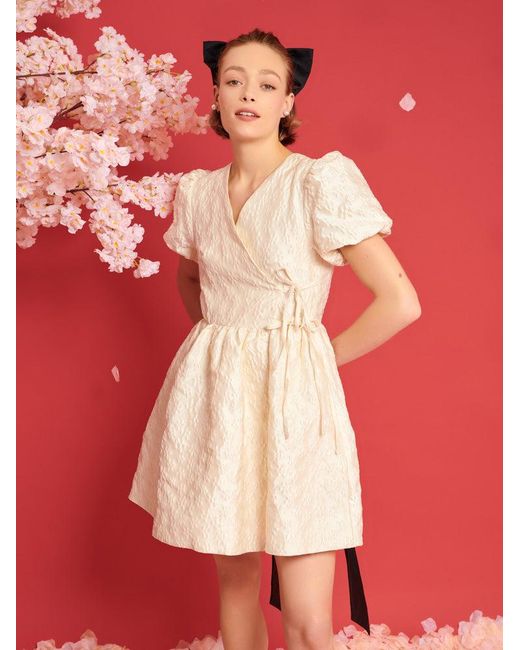 Sister Jane Red Dream Lilith Jacquard Wrap Dress