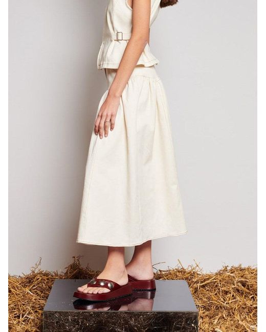 Sister Jane White Ghospell Quincey Drill Midi Skirt