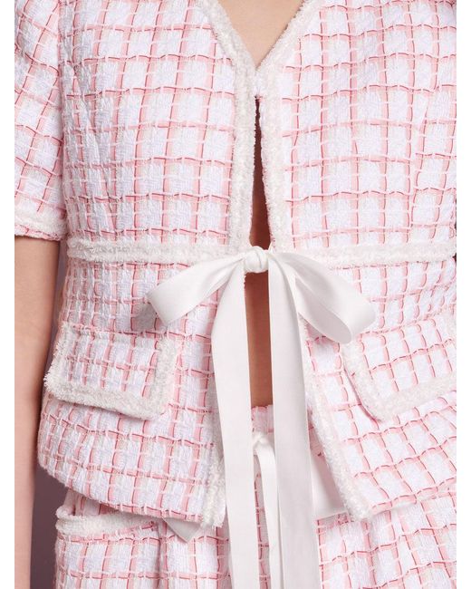 Sister Jane Pink Wildflower Tweed Tie Top