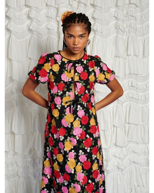 Sister Jane White Dream In Bloom Embroidery Midi Dress