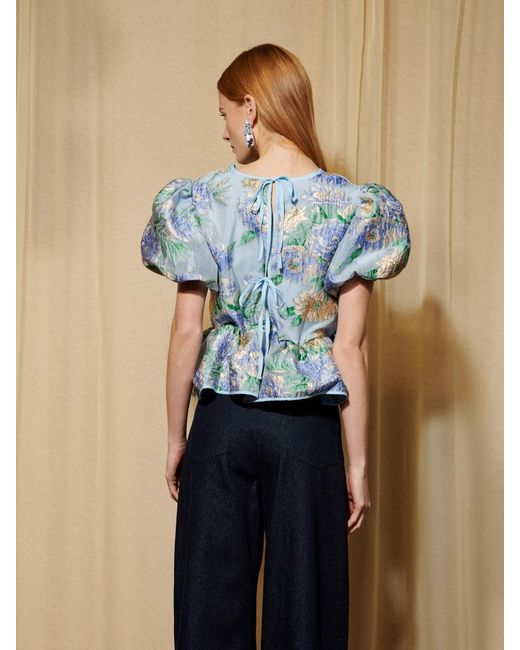 Sister Jane Dream Lilt Floral Jacquard Top in Blue | Lyst