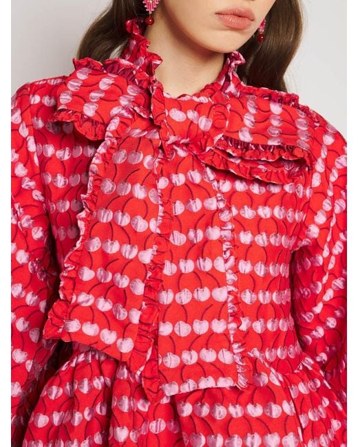 Sister Jane Red Clara Cherry Jacquard Mini Dress