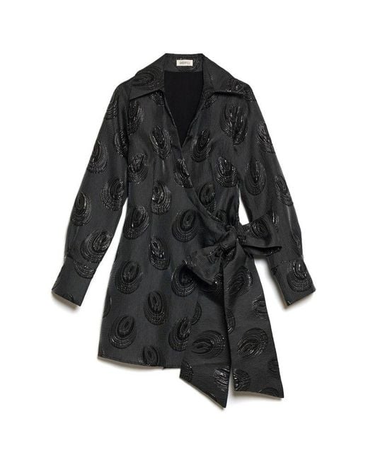 Sister Jane Blue Ghospell Domino Jacquard Wrap Dress