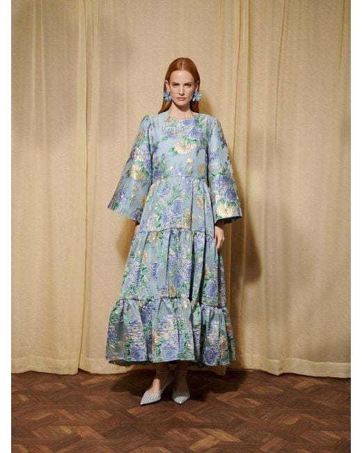 Sister Jane Blue Dream Lilt Floral Jacquard Maxi Dress