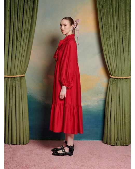 Sister Jane Red Debut Bow Midi Dress