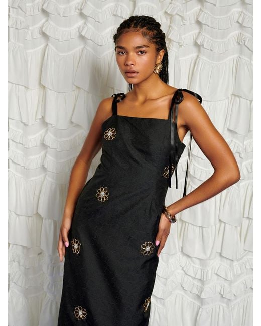 Sister Jane Gray Dream Sol De Noche Beaded Midi Dress