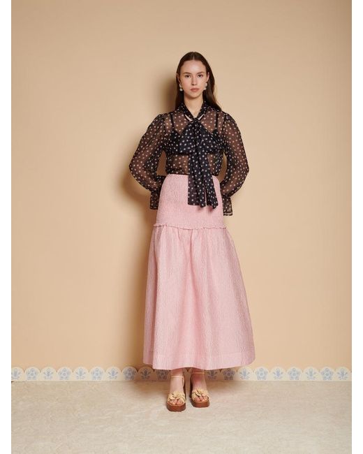 Sister Jane Natural Painterly Polka Chiffon Blouse