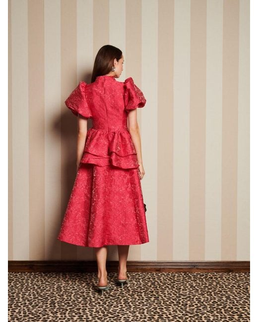 Sister Jane Red Dream Boudoir Jacquard Midi Dress