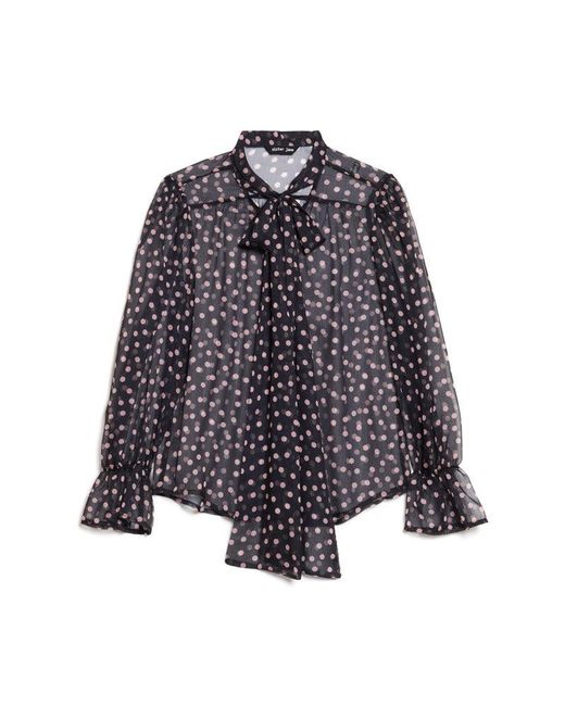 Sister Jane Natural Painterly Polka Chiffon Blouse