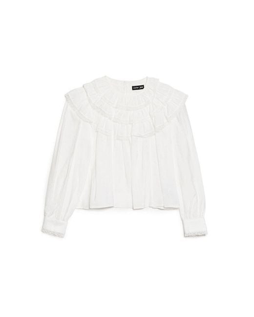 Sister Jane White Chamber Ruffle Top