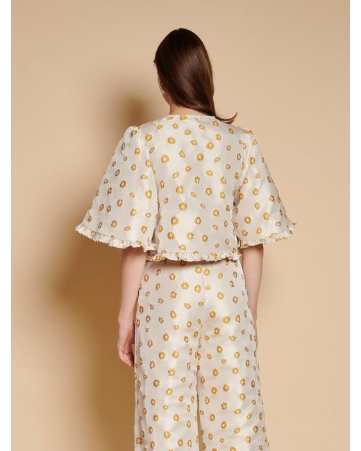 Sister Jane Natural Mora Jacquard Ruffle Top