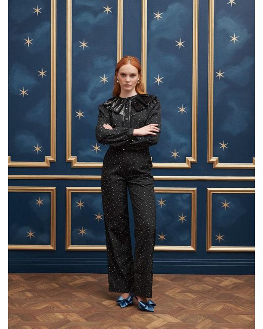 Sister Jane Blue Waltz Sequin Collar Blouse