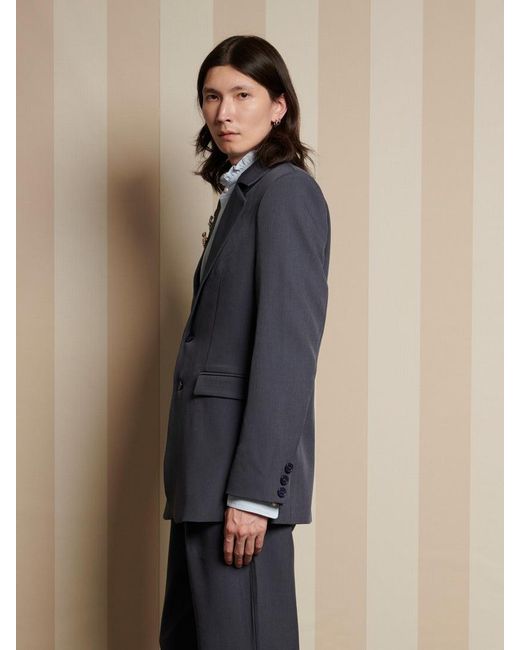 Sister Jane Blue Albert Brooch Single Breasted Blazer