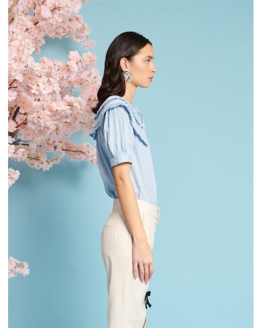 Sister Jane Blue Flutter Pleat Blouse