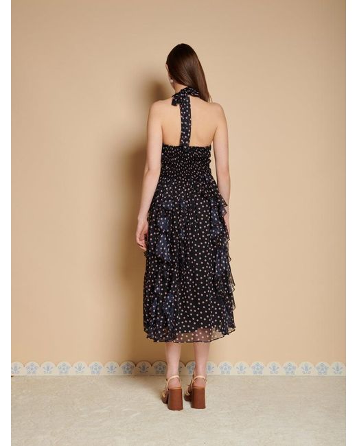 Sister Jane Natural Painterly Polka Chiffon Midi Dress