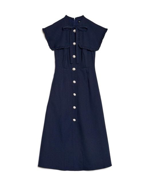 Sister Jane Blue Bibi Bib Collar Midi Dress