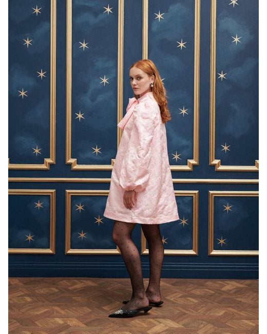 Sister Jane Blue Sparkle Jacquard Bow Dress