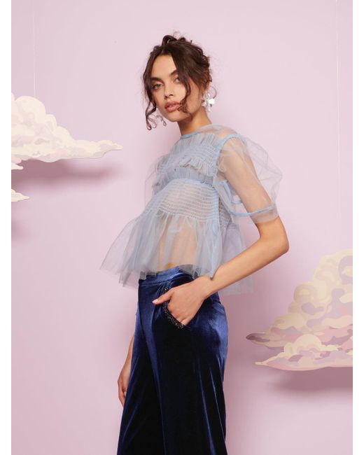 Sister Jane Dream Pointe Tulle Shirring Top in Blue | Lyst