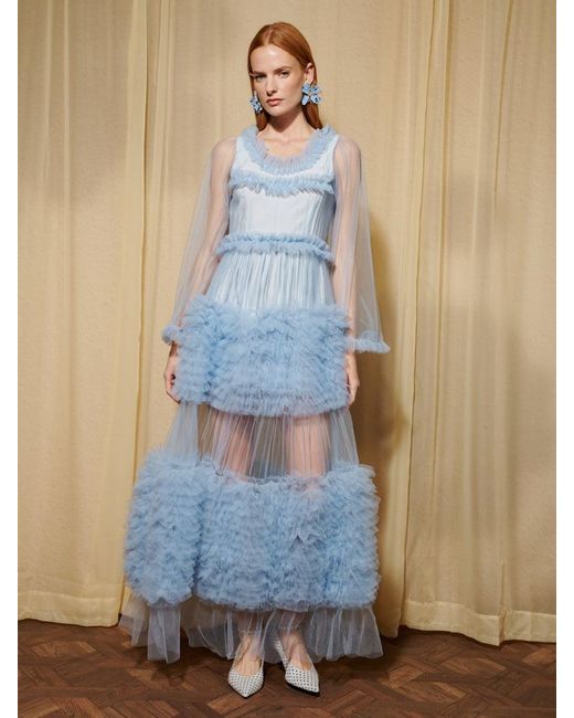 Sister Jane Blue Dream Halo Haze Tulle Maxi Dress