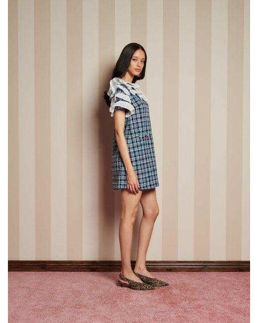 Sister Jane Blue Chamber Tweed Check Mini Dress