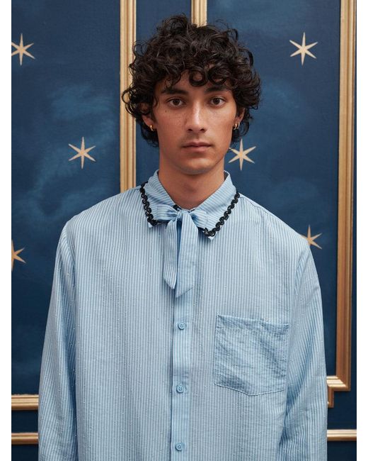 Sister Jane Blue Penny Stripe Gem Shirt